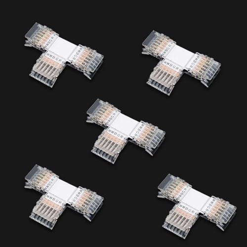 Amefil 12mm 6 Pin T-Typ Verbinder für SMD 5050 LED Strip Streifen 5 Stück lötfreie Verbinder für 12-24V RGBWC/CCT LED Streifen