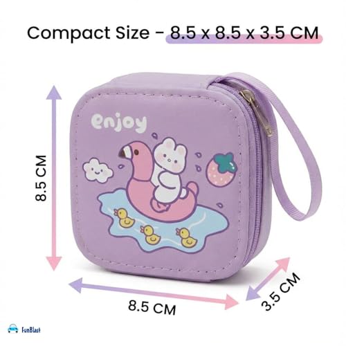 Image of FunBlast Square Coin Pouch for Kids - Cute Cartoon Design Mini Purse, Multipurpose Coins Pouch, Small Zipper Wallet for Kids & Girls, Kawaii Coin Bag (PurpleRandom-)