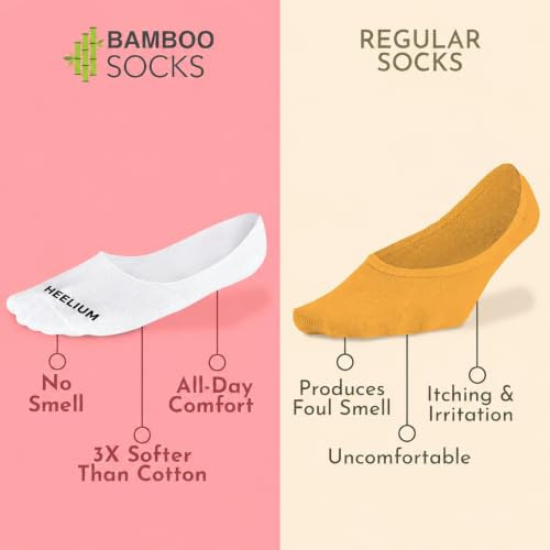 Image of HEELIUM Bamboo No Show Socks for Men | Odour Free & Breathable | 3X Softer Than Cotton Socks | Low Cut Socks | Size (UK 6-10)