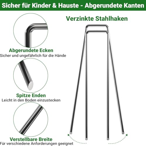 Amagabeli Anti-Rost Erdanker Aus Gehärtetem Stahl Gartenheftklammern Bodenanker für Unkrautvlies Gartenvlies Zaun (200 Stück X 150mm) – Ansicht 6