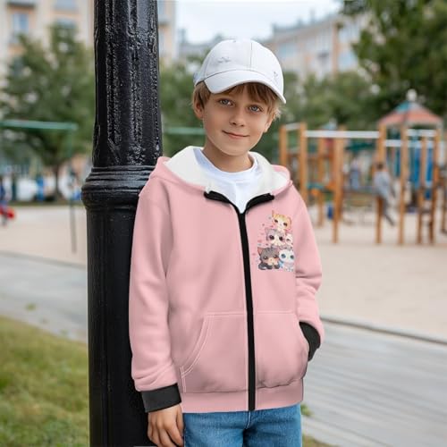 Kids Zip-Up Hoodie Sweatshirt Girls Boys Breathable Relaxed Outwear Coats with Pockets for School Sport Size S-XL2