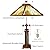 Capulina Tiffany Style Table Lamp 3-Light 15X15X26 Inches Mission Amber Brown Style Wood Base Desk Lamp with Night Light Decor for Living Room Bedroom Home Office