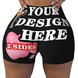 Generic Custom Yoga Booty Shorts for Women High Waisted Biker Shorts Running Short Pants Personalized Sports Shorts with Text Photo for Yoga Customized Gifts Black, Small