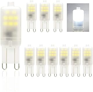 CQTLED G9 Led Bulbs Cool White 6000K, 2W Equivalent to 20W 30W Halogen Bulbs, Non Dimmable, No Flicker, Energy Saving Led Lights, G9 Led Bulbs for Ceiling Lights,10 Pack