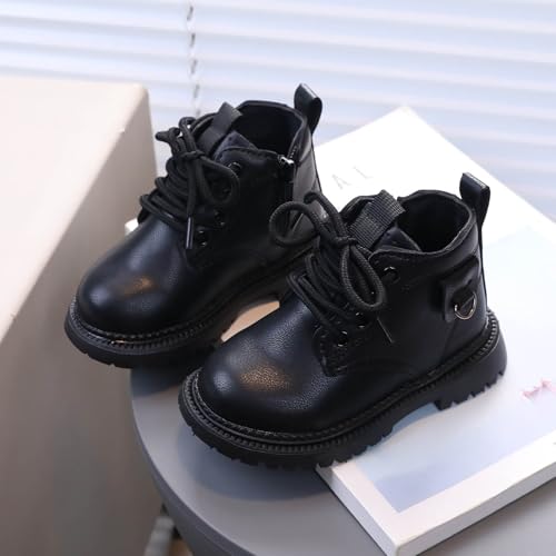 IWIHMIV Ankle Boots for Girls Boots Kids Boys Winter Boots Boys Girls Ankle Boots Kids Lace Up Shoes With Side Zipper for Toddler2