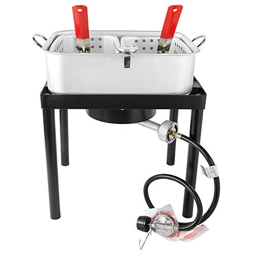 Backyard Pro 18 Qt. Aluminium Freestanding Dual Basket Fryer/Fish Cooker - 55,000 BTU