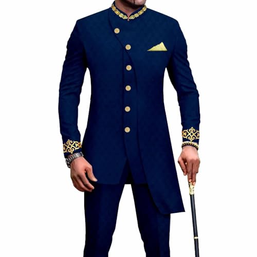 Vêtements d'Extérieur Brodés Dashiki - Costume Africain Grand Format 3XL Anti-Serrage