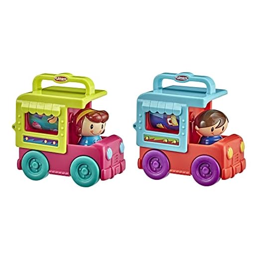 Playskool Fold 'n Roll Trucks Activity Toy Bundle of 2 Vehicles for Toddlers 12 Months and Up, Food Truck and Ice Cream Truck Themes with 1 of Each (Amazon Exclusive)