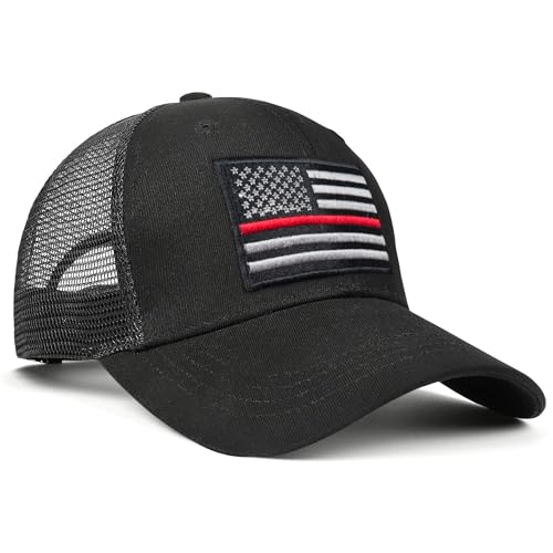 Image of Adjustable State Flag Trucker Hat Mesh Baseball Cap with Embroidered Patch for Men Women