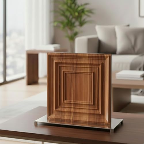 Image of Kayra Decor 3D PVC Wall Panels for Bedroom & Living Room | Frame Design |Wooden Color | 19.7 x 19.7 Inch | Pack of 40 | 107.60 Sq Ft