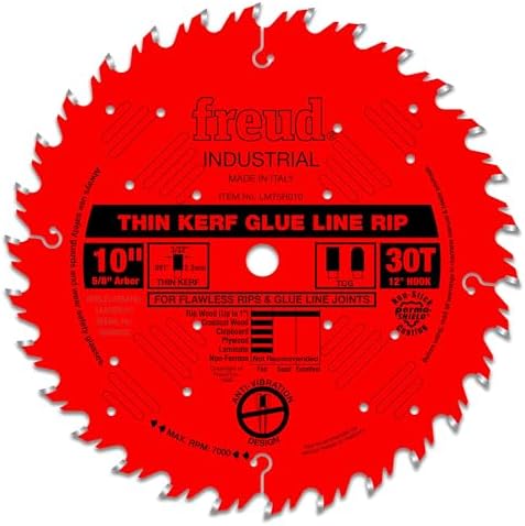 Freud Industrial Thin Kerf Glue Line Ripping Saw Blade with Premium Tico Hi-Density Carbide Ripping Blend for Maximum Performance - 10" Diameter, 30 Teeth - LM75R010