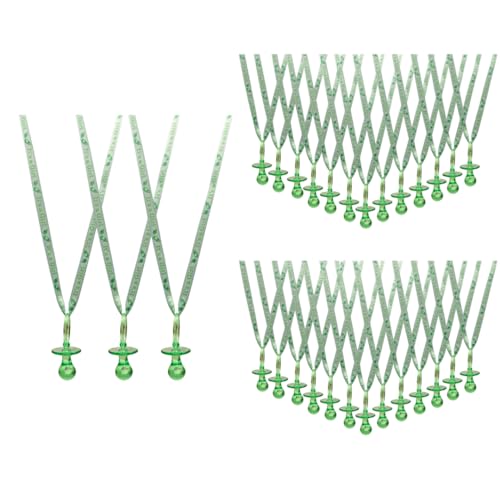 Image of 36 Pieces It's a Girl Baby Shower Pacifiers Necklace Acrylic Baby Party Favors Charm Pacifiers Necklace Baby Shower Party Decorations Table Scatter (Green)