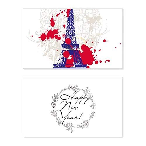 Tarjeta conmemorativa de Año Nuevo con silueta de la Torre Eiffel de Francia