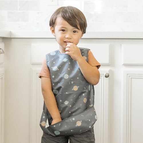 Image of Tiny Twinkle Mess Proof Baby Bib for Boys | Waterproof Toddler Bib for Eating | Baby Apron for Feeding, Machine Washable | Perfect Shower Gift (Space, 2-4Y)