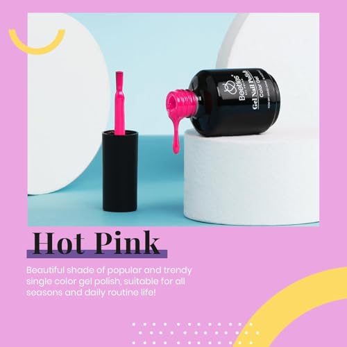 Image of Beetles Pink Gel Nail Polish - Hot Pink Gel Polish, 15ML /0.51Fl Oz Neon Color, Soak Off UV LED Lamp Nail Art, Long-Lasting Manicure Salon DIY Home