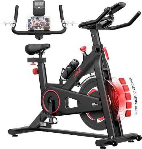 Dripex Cyclette con resistenza magnetica, per interni, con volano pesante, monitoraggio della frequenza cardiaca e monitor LCD, per la casa, max. 150 kg