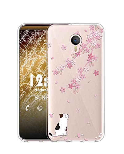 Sunrive Funda para Meizu M5C, Silicona Slim Fit Gel Transparente Carcasa Case Bumper de Impactos y Anti-Arañazos Espalda Cover(TPU Flor Rosa 2)