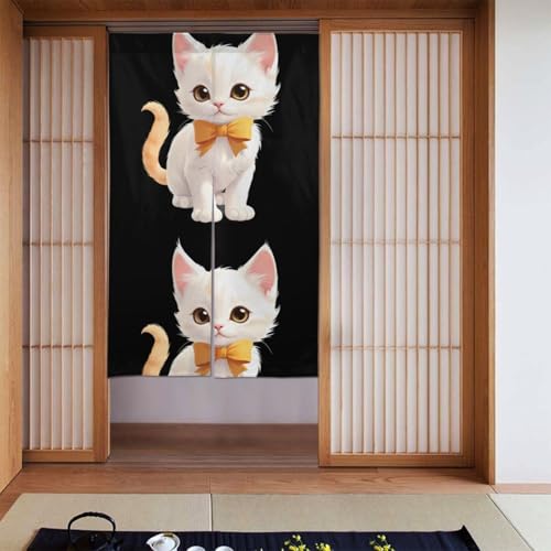 WHJSSF Cortina de puerta estampada con lazo de gatito, protección de privacidad, adecuada para cocina, baño, habitación, 86 x 142 cm