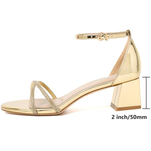 Image of Mostrin Chunky Heels for Women Round Open Toe Strappy Heeled Sandals Ankle Strap Dressy Block Low Heels for Party Wedding Prom Daily