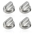 atgestore WB03X29300 Stove Knobs Replacement for GE Stove Parts Stainless Steel KIP 5T06 191D8446 GE Range Parts Knobs JGP3030SLSS JGP3036SL1SS JGP3030SL1SS GE Cooktop Knob Burner Control Knobs 4 Pcs
