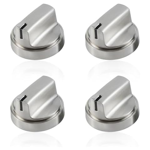 atgestore WB03X29300 Stainless Steel Stove Knobs Replacement for GE Stove Parts Gas Range Knobs JGP3030SLSS JGP3036SL1SS JGP3030SL1SS GE Cooktop Knob Metal Control Surface Burner Knobs 4 Pcs Cover