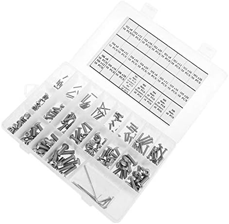 Generic 625pcs/Box M2-M6 Hex Socket Screws Bolts Nut Gasket Set Stainless Steel Socket Screw Fastener Assortment Kit - (Color: Silver)