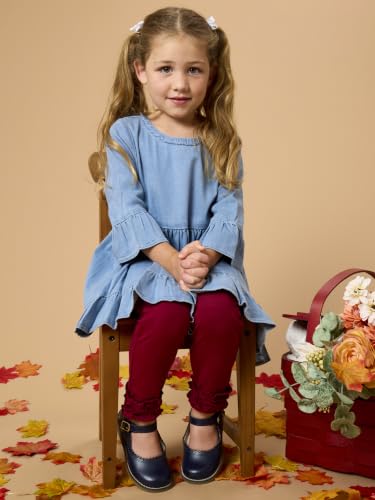 Image of RuffleButts Toddler Girl Merry & Bright Ruffle Leggings - Ankle Leggings