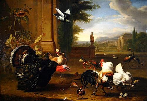 Graffiti Art Mural coq oiseaux exotiques Melchior De Hondecoeter poster tableaux de décoration
