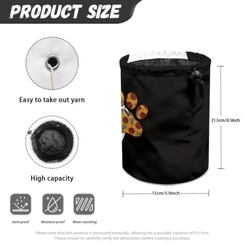 Image of Sellikakes Small Yarn Bag Crochet Storage Organizer, Sunflower Dog Paw Knitting Bag Portable Knitting Bag, Yarn Holder for Crochet Project Knitting & Crochet Needle Accessories