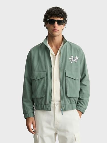 Image of The Indian Garage Co Men Relaxed Fit Long Sleeves Cutaway Collar Graphic Jacket