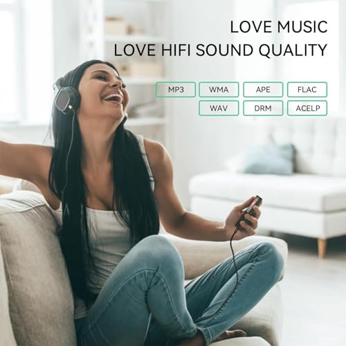 Image of BIGASUO 128GB Mini MP3 Music Player with Bluetooth 5.4 & Voice Control Earphones, Video Playback,Pocket-Sized MP3 Player for Music,Voice Recording,FM Radio (1395) (Black, B18)