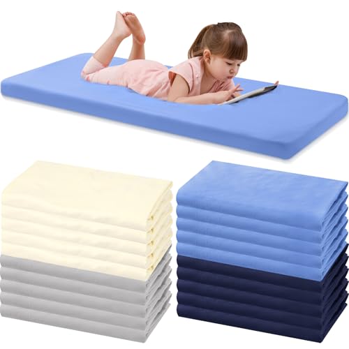 Image of VitalCozy 20 Pack Baby Crib Sheets for Boys and Girls, Fitted Cotton Daycare Crib Sheets, Breathable Microfiber Toddler Bed Mat Sheet for Standard Mattress Daycare Nap Mat, 24 x 48 Inch(Classic Color)