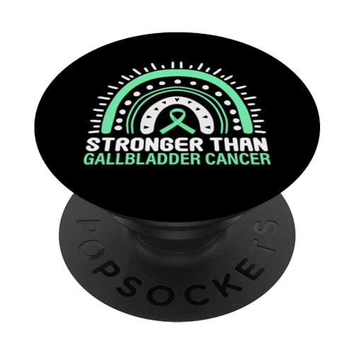 Gallbladder Cancer Awareness Stronger Than Cancer PopSockets Swappable PopGrip, Black