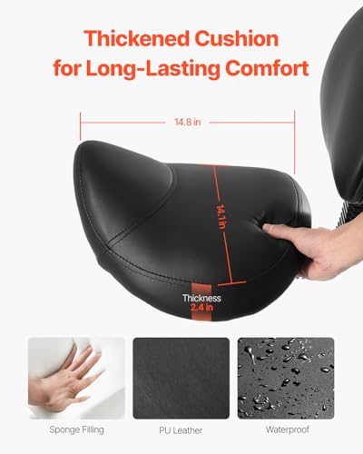 Image of VEVOR Saddle Stool with Back Support and Wheels, 450 LBS Weight Capacity Ergonomic Rolling Stool, Height Adjustable Thickened PU Leather Swivel Saddle Chair for Salon, Spa, Massage, Tattoo, Black