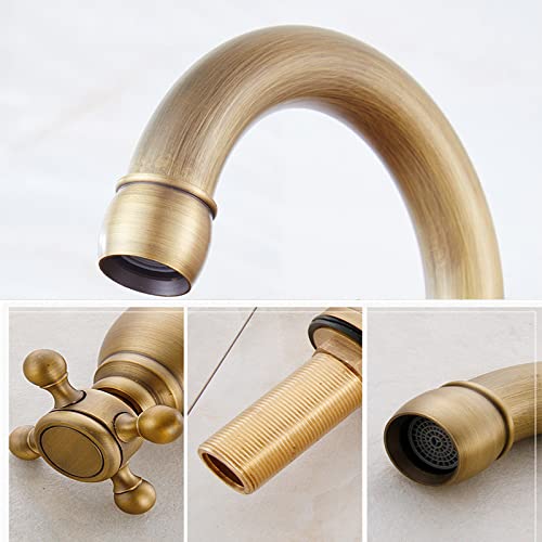 Robinet de lavabo pivotant à 360 degrés pour vasque rétro noire chic - 3