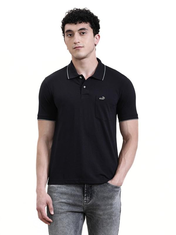 Image of CROCODILE Men Solid Polo T-Shirt | 100% Cotton | Short Sleeve | Slim Fit | Button Placket White