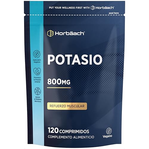 Potasio Puro | Suplemento Deportivo Natural de Alta Potencia | Apto para Veganos | 120 Comprimidos | Horbaach