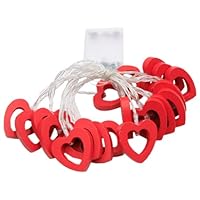 TOYANDONA Luci a Corda in Legno a Forma di Cuore 3 Metri 20 Led, Luce Fatata a Batteria per Decorazioni Luminose Romantiche di Matrimonio e Interni