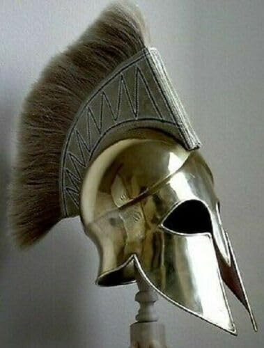Medieval Full Brass Greek Helmet with Two Side Plume Knight Spartan
