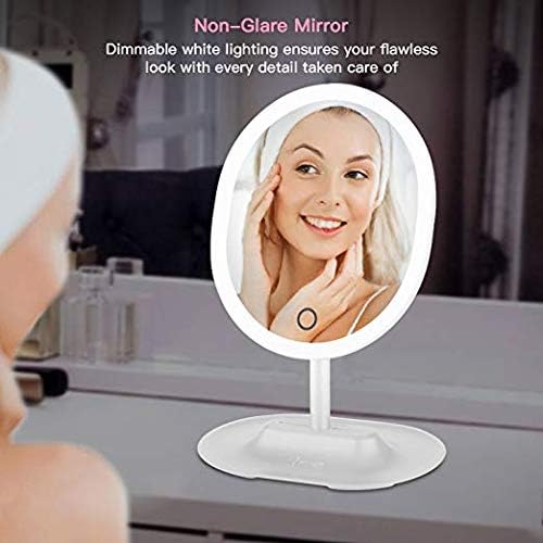 LivingPro Vanity Makeup Mirror with [Upgraded] Anti-Glare LED Lighting Controlled by Dimmable Touch Screen Sensor with Bonus Detachable 10X Spot Mirror for Details