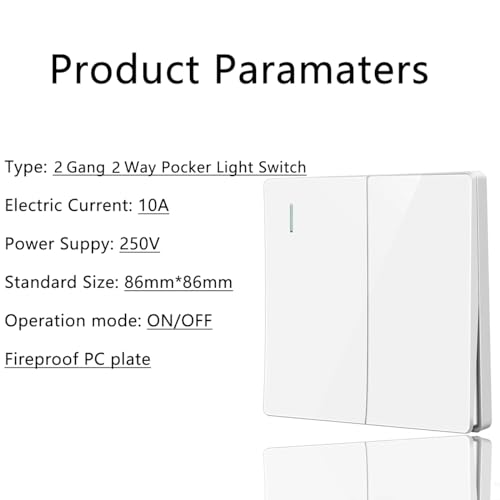 ZFQ Big Rocker Button Switch White Wall Panel Electrical Double Light Switch, 2 Gang 2 Way, 10A 250V - Image 3