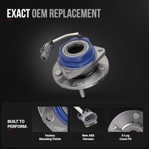 Image of Front Wheel Bearing and Hub Assembly Set of 2 - Compatible with Buick, Cadillac, Chevrolet & More - Century, Lacrosse, Lesabre, Lucerne, Park Avenue, Regal - Rear Wheel Bearing - Replaces 513121