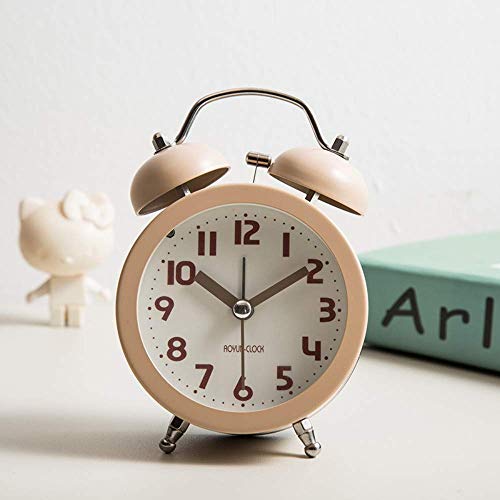 Wecker Nachtbatteriebetriebene 4-Zoll-Studenten Wecker kreativ mit Nachtlicht-Reisewecker Simulation Quarz Analog No Noise Mini (Gelb)
