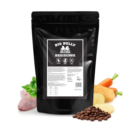 BULL & BULLY – Big Bully Kaninchen 250 g Hundefutter Trocken Getreidefrei – Energiereiches Trockenfutter & Hundeleckerli für Starke, aktive Hunde – Dog Food & Leckerlies für Hunde mit viel Protein