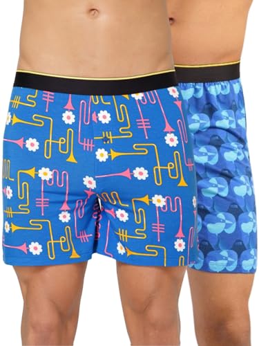 Image of Bummer Printed Micro Modal Boxers Shorts for Men - Ultra Soft & Breathable, 3 Times Softer Than Cotton, Anti-Bacterial, Stretchable for Ultimate Comfort, Combo Pack of 2 (A Shark Tank Product)