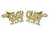 En onyx Art – London Boutons de manchette en dragon gallois - Disponible en couleur argent ou couleur or, doré, Taille Unique