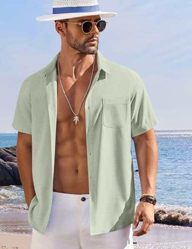 COOFANDY Shirts for Men Short Sleeve Button Down Shirt Casual Summer Beach Shirts4