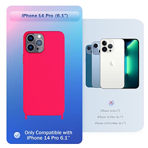 Image of Compatible with iPhone 14 Pro Case with Lanyard Crossbody iPhone Case with Strap Adjustable Shockproof Drop Protection Silicone Phone Cover for iPhone 14 Pro 6.1'' Neon Pink