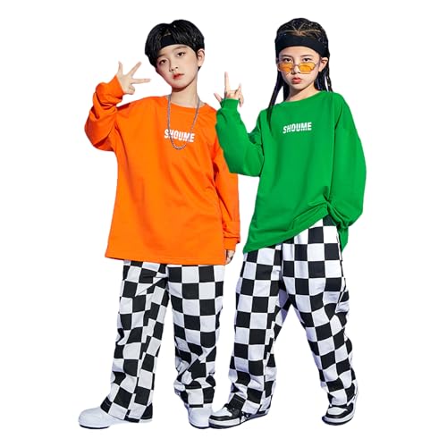 [WJ-SISI] �j�̎q ���̎q �L�b�Y �_���X�ߑ� �X�e�[�W�ߑ� t�V���c ���� �����O�p���c ���C�h�p���c �`�F�b�N�� �O���[�� �I�����W �r�r�b�h�J���[ �q�b�v�z�b�v hiphop �������� �_�{�_�{ ���K�� ���\��KK126 (120, �΃V��