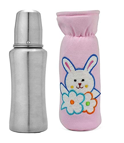 Fast Tech New Traditional Stainless Steel Baby Feeding Bottle for Milk Easy to Hold Design 304 Food Grade 0% Plastic High Grade Silicon Nipple and Free Bottle Cover-08